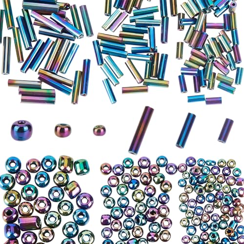 GOMAKERER Ca. 1825 Stück Glas Rocailles Perlen, 3~9x2~4mm Schwarze Runde Lange Röhren-Rocailles Metallic-Farben Lose Spacer-Massenperlen Für Die DIY-Schmuckherstellung GOMAKERER Ca. 1825 Stück Glas Rocailles Perlen, 3~9x2~4mm Schwarze Runde Lange Röhren-Rocailles Metallic-Farben Lose Spacer-Massenperlen Für Die DIY-Schmuckherstellung von GOMAKERER