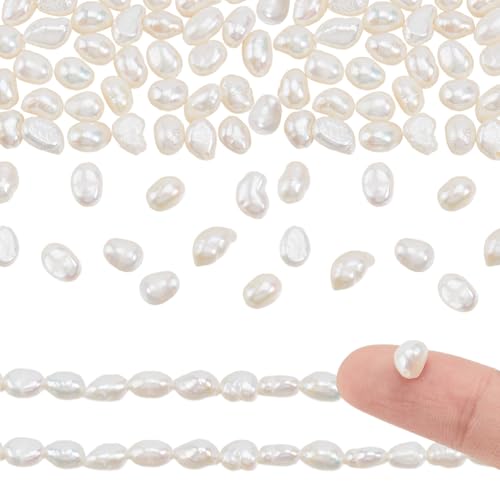 GOMAKERER Ca. 41 Stück Perlen Sortiment Natürlicher 7~8mm Weißer Süßwasserperlen Abstandsperlen Zum Auffädeln von Schmuck Armbändern Ohrringen Und Halsketten Basteln von GOMAKERER