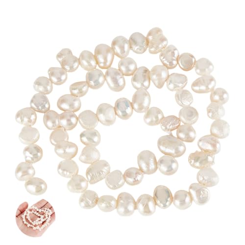 GOMAKERER Ca. 43 Stück Perlen Sortiment Natürlicher 6.5~9mm Weißer Süßwasserperlen Unregelmäßige Abstandsperlen Zum Auffädeln von Schmuck Halsketten Armbändern Ohrringen Basteln (5.5 6.5mm) von GOMAKERER