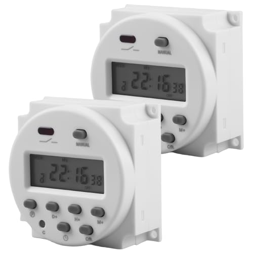 2 * 12V Zeitschaltuhr CN101A Zeitschaltuhr, LCD Digitaler Zeitschaltuhr, Programmierbarer Zeitrelais 12V Timer, Digitaler LCD Power Wochentimer, Anpassbar an eine Vielzahl von Zeitsteuerungsaufgaben von GOMETY