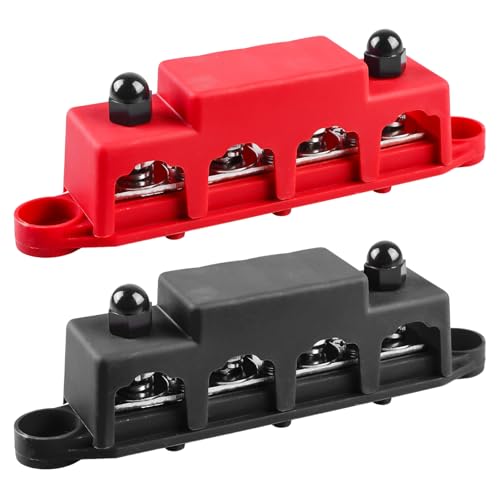 2 Stück 12V-48V DC Sammelschienen Verteilerblock, 250A BusBar Box mit 4 x M8 Klemmenbolzen Hochleistungsmodul, Sammelschiene Block mit Abdeckung für Automotive, Marine, Batteriesystem 2 Stück 12V-48V DC Sammelschienen Verteilerblock, 250A BusBar Box mit 4 x M8 Klemmenbolzen Hochleistungsmodul, Sammelschiene Block mit Abdeckung für Automotive, Marine, Batteriesystem von GOMETY