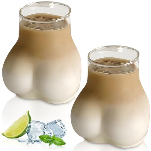 2 Stück 450 ml lustige Tassen mit Po-Form, Biergläser, Cocktailgläser, Kaffee- und Teegläser, robustes Glas, ideal für Latte Macchiato, Eis-Kaffee, Whisky, Joghurt, Soda, Party und Alltagsgebrauch 2 Stück 450 ml lustige Tassen mit Po-Form, Biergläser, Cocktailgläser, Kaffee- und Teegläser, robustes Glas, ideal für Latte Macchiato, Eis-Kaffee, Whisky, Joghurt, Soda, Party und Alltagsgebrauch von GOMETY