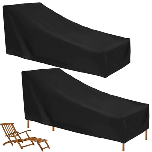 2 Stück Gartenliege Abdeckung Wetterfest, Schutzhülle für Liegestuhl 210x75x80/40cm, 210D Oxford Gewebe Wasserdicht Winddicht Staubdicht UV-beständig Abdeckplane für Sonnenliege Loungeliege (2P) von GOMETY