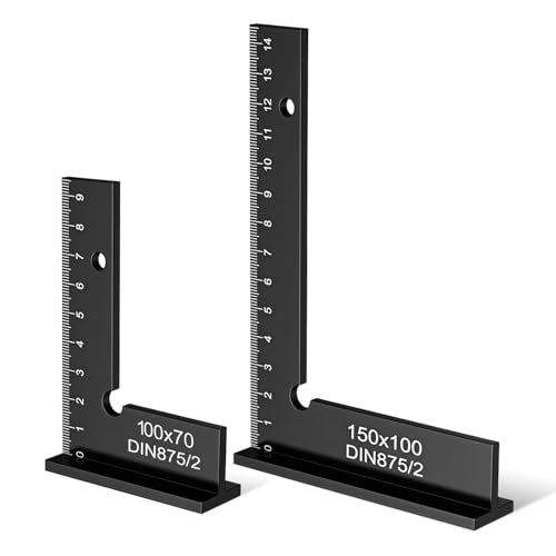 2 Stück Schlosserwinkel Set, Anschlagwinkel Zimmermannswinkel mit Messskala(cm) 90°,Schlosserwinkel Set für Präzise Arbeiten Gerippte von GOMETY