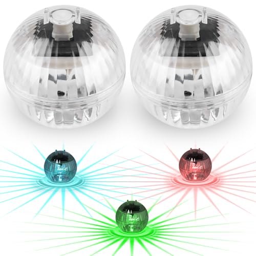 2 Stück Solar Schwimmende Pool Beleuchtung, Solar Schwimmendes Licht, Pool Zubehör Teichbeleuchtung, RGB Multi Mehrfarbige Unterwasser Licht, LED Poolbeleuchtung, Pool Nacht Licht für Schwimmbädern von GOMETY