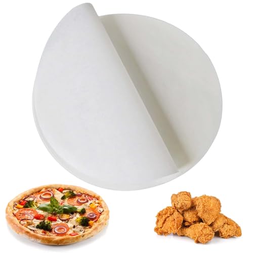 200 Stück Backpapier Rund, Ø30cm Runde Antihaft-Backpapier, Airfryer Backpapier, Rundes BBQ Papier Hitzebeständig Dauerbackfolie Rund für Pfannen Backen BBQ Pizza Kuchen Luftfritteuse (Weiss) von GOMETY