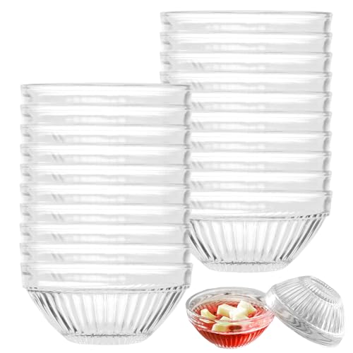 20er-Set Kleine Dipschalen, Glasschale Ø 7,5 cm, Mini Glas Dipschale, 70ml Mini Soßen-Schalen, Snackschalen Dessertgläser für Saucen Toppings Gewürze Für Spülmaschine & Mikrowelle (Vertikale Linien) 20er-Set Kleine Dipschalen, Glasschale Ø 7,5 cm, Mini Glas Dipschale, 70ml Mini Soßen-Schalen, Snackschalen Dessertgläser für Saucen Toppings Gewürze Für Spülmaschine & Mikrowelle (Vertikale Linien) von GOMETY