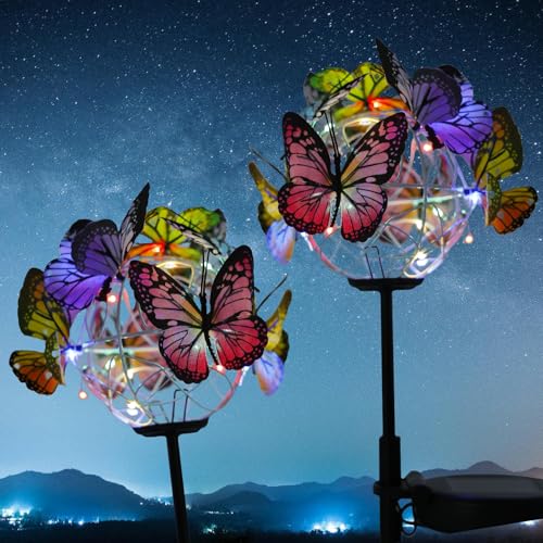 2x Schmetterling Solarleuchten für Garten und Terrasse, IP55 Wasserdicht, Solarlichterkette im Design,Sphärisch Gartenbeleuchtung für Außenbereiche 2x Schmetterling Solarleuchten für Garten und Terrasse, IP55 Wasserdicht, Solarlichterkette im Design,Sphärisch Gartenbeleuchtung für Außenbereiche von GOMETY