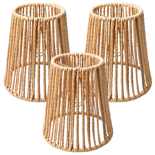 3 Stück Rattan Lampenschirm, ø14.5cm Lampenschirm Boho Korb, HandgewebterLampenschirm Aus Bambus, Hohe Lichtdurchlässigkeit, Für Tischlampe Hängelampe Deckenlampe Stehlampe Wandlampe von GOMETY