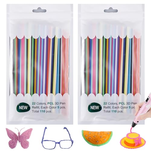 3D Stift Filament, 220 Stück 3D Doodler Stifte PCL Nachfüllpacks 2,5mm, 22 Farben 3D Druck Stifte Nachfüllungen für Kinder, 3D Stift Zubehör Materialien Set für 3Doodlers Pen Zubehör 3D Stift Filament, 220 Stück 3D Doodler Stifte PCL Nachfüllpacks 2,5mm, 22 Farben 3D Druck Stifte Nachfüllungen für Kinder, 3D Stift Zubehör Materialien Set für 3Doodlers Pen Zubehör von GOMETY