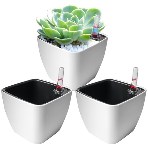 GOMETY 3 Stück 13cm Selbstwässernder Blumentopf, Blumentopf Plastik Weiß mit Wasseranzeiger, Selbstbewässerungstopf Plastik, Selbstwässernde Wasserspeicher Pflanzgefäße für Innen und Außenbereich GOMETY 3 Stück 13cm Selbstwässernder Blumentopf, Blumentopf Plastik Weiß mit Wasseranzeiger, Selbstbewässerungstopf Plastik, Selbstwässernde Wasserspeicher Pflanzgefäße für Innen und Außenbereich von GOMETY