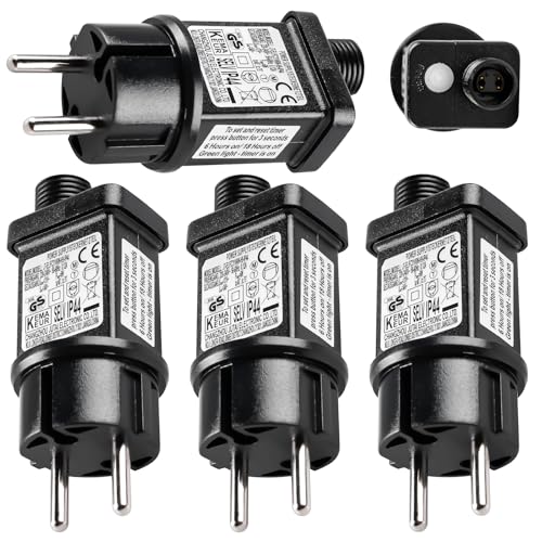 4 Stück 31V 6W LED Netzteil, IP44 LED Transformator 8 Lichtmodi LEDtreiber Niederspannungs Netzteil Adapter Trafo Stecker für Weihnachtslicht Beleuchtung Lichterkette Timer Speicherfunktion (4) von GOMETY