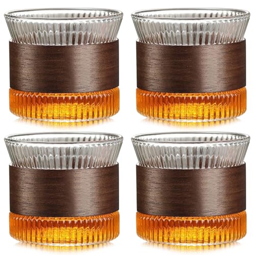 4 Stück Espressotassen Set, 180ml Cappuccino Gläser mit Walnuss Holzhülse, 60x72mm Kaffeetassen Glas, Espresso Tassen Teetasse Mokka Tassen Latte Macchiato Gläser Riffel-Design für Kaffeeliebhaber 4 Stück Espressotassen Set, 180ml Cappuccino Gläser mit Walnuss Holzhülse, 60x72mm Kaffeetassen Glas, Espresso Tassen Teetasse Mokka Tassen Latte Macchiato Gläser Riffel-Design für Kaffeeliebhaber von GOMETY