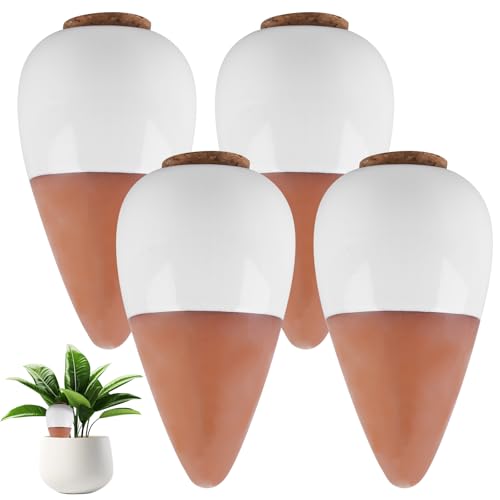 4er Set Automatische Bewässerung für Zimmerpflanzen, Mini Terrakotta zum Pflanzen, Wasserspender für Pflanzen, Tonkegel Bewässerung, natürliches Bewässerungssystem, Tonkegel zur Blumen Bewässerung von GOMETY