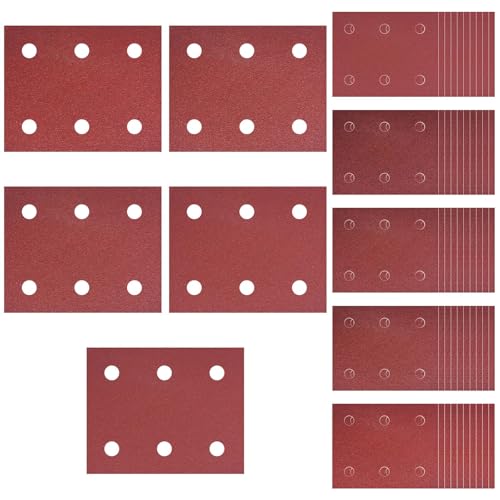 50 Stück 102mm*114mm Schleifpapier Set, Schleifblatt 40/60/80/100/120 Körnung Schleifblätter Set Schleifpapier Klett 8 Löcher Schleifpad Zubehör für Multischleifer Schwingschleifer Sander Sandpapie 50 Stück 102mm*114mm Schleifpapier Set, Schleifblatt 40/60/80/100/120 Körnung Schleifblätter Set Schleifpapier Klett 8 Löcher Schleifpad Zubehör für Multischleifer Schwingschleifer Sander Sandpapie von GOMETY