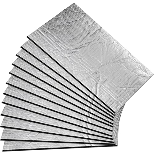 5mm Dämmmatte Auto, 12pcs 400*250*5mm Schallschutzmatte Isolierung Matte Schaumstoff, Selbstklebend Auto Dämmung, Alubutyl Platten Dämmmatte Feuerfest Feuchtigkeitsfest Wasserdicht von GOMETY