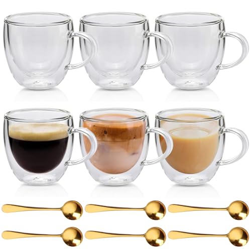 6 Stück Doppelwandige Latte Macchiato Gläser, 250ml Kaffeegläser mit Henkel Löffel, Espresso Gläser Hitze und Kältebeständigkeit Kaffeetassen Glas für Cappuccino Latte Tee Kaffee Milch Saft Bier 6 Stück Doppelwandige Latte Macchiato Gläser, 250ml Kaffeegläser mit Henkel Löffel, Espresso Gläser Hitze und Kältebeständigkeit Kaffeetassen Glas für Cappuccino Latte Tee Kaffee Milch Saft Bier von GOMETY