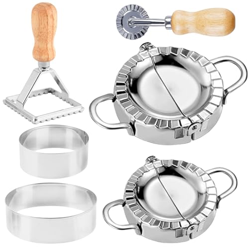 6 teiliges Ravioli Dumpling Former Set, GOMETY Edelstahl Teigtaschenformer mit Ravioli Ausstecher und Teigrädchen, Knödelmaschine mit Holzgriff für Dumpling Ravioli machen 6 teiliges Ravioli Dumpling Former Set, GOMETY Edelstahl Teigtaschenformer mit Ravioli Ausstecher und Teigrädchen, Knödelmaschine mit Holzgriff für Dumpling Ravioli machen von GOMETY
