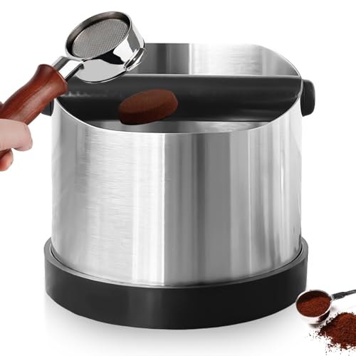 700ml Abklopfbehälter für Siebträger, Edelstahl Abklopfschale zur leichten Entsorgung des feuchten Kaffeesatzes für Siebträger Espressomaschine (0,7L) von GOMETY