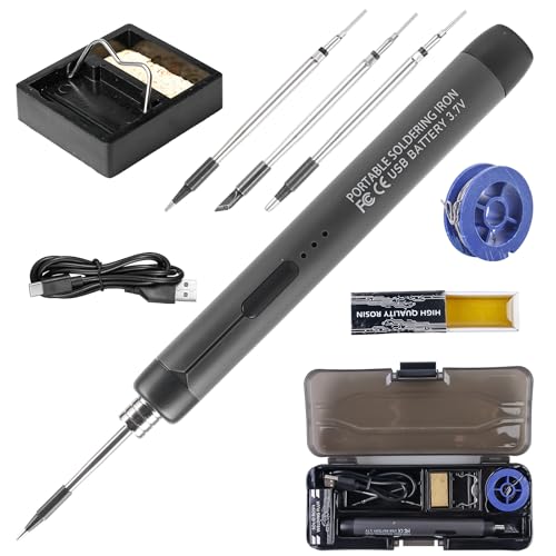 Akku Lötkolben Set, Smart Elektrischer Lötkolben Akku Set, USB Wiederaufladbar Lötkolben mit LCD, 260 ℃-420 ℃ 3 Temperaturstufen Einstellbar, 3 Lötspitzen, Tragbarer Lötkolben Schnelle Erwärmung Akku Lötkolben Set, Smart Elektrischer Lötkolben Akku Set, USB Wiederaufladbar Lötkolben mit LCD, 260 ℃-420 ℃ 3 Temperaturstufen Einstellbar, 3 Lötspitzen, Tragbarer Lötkolben Schnelle Erwärmung von GOMETY