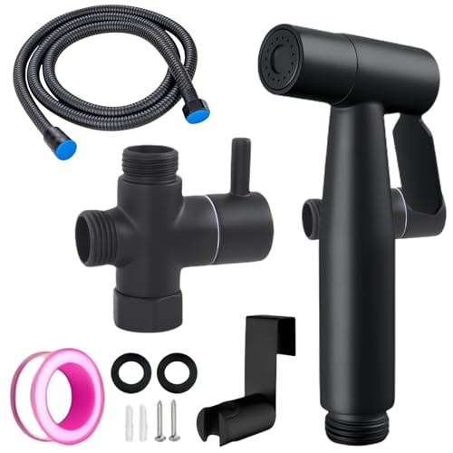 Bidet Edelstahl Handbrause,Toilettensprühgerät Bidet Handbrause Set, Muslimische Edelstahl Dusche Und Baby-StoffwindelsprüH Kit mit Wasserhahnspender,Schlauch und Hakentoilette,Wandhalterung (Schwarz) Bidet Edelstahl Handbrause,Toilettensprühgerät Bidet Handbrause Set, Muslimische Edelstahl Dusche Und Baby-StoffwindelsprüH Kit mit Wasserhahnspender,Schlauch und Hakentoilette,Wandhalterung (Schwarz) von GOMETY