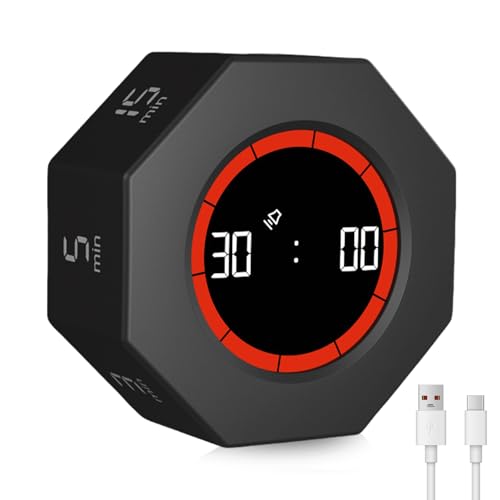 Digital Schwerkraft Flip Timer 1/3/5/15/30/60/90 Minuten CountdownTimer, Pomodoro Timer Cube Würfel, Sechseck Flip-Uhr VisuellerTimer, für Arbeit, ADHS, Büro, Aufgabe, Besprechung, Lern Digital Schwerkraft Flip Timer 1/3/5/15/30/60/90 Minuten CountdownTimer, Pomodoro Timer Cube Würfel, Sechseck Flip-Uhr VisuellerTimer, für Arbeit, ADHS, Büro, Aufgabe, Besprechung, Lern von GOMETY