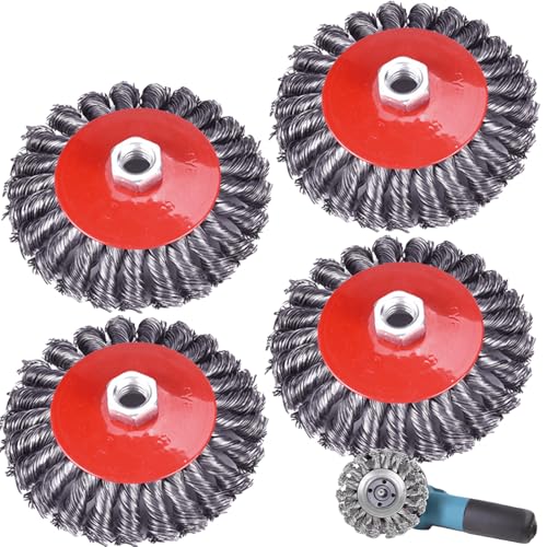 Drahtbürste Winkelschleifer: M14 125mm Drahtbürsten für Winkelschleifer, Winkelschleifer Scheibenbürste Topfbürste Winkelschleifer Drahtbürste Set für Entzunder, Poliere und Entgrate (4) von GOMETY