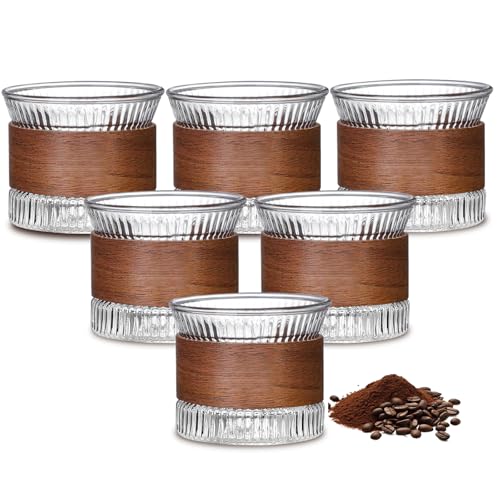 Espressotassen Set, 6er Set 170 ml Glas inkl Walnuss Holz, Cappuccino Gläser Mini-Espressotasse Teetasse für Tee Espresso Tassen Mokka Tassenset für Kaffeeliebhaber, Transparent Espressotassen Set, 6er Set 170 ml Glas inkl Walnuss Holz, Cappuccino Gläser Mini-Espressotasse Teetasse für Tee Espresso Tassen Mokka Tassenset für Kaffeeliebhaber, Transparent von GOMETY