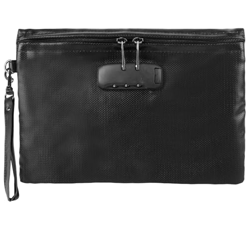 Feuerfeste und wasserdichte Tasche mit Schloss, 11.2 * 7.6inch Feuerfeste Aktentasche Brieftasche mit Zahlenschloss Feuerfeste Dokumentetasches für Passport、Geldtasche、Zertifikate und Wertsachen von GOMETY