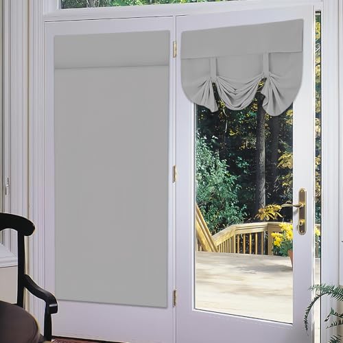 Französische Türvorhänge, 66x173 cm Front Tür Vorhang mit Bandage, Französische Türjalousien Kleben auf Vorhänge, Verdunkelungstürvorhänge Privatsphäre und Lichtsteuerung für Bed Wohnzimmer(Grau) von GOMETY
