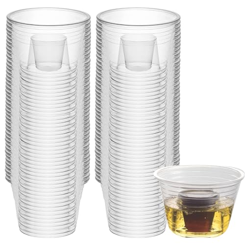 GOMETY 100 Stück Jäger bomb Schnapsgläser, 100ml Bomb Shotglas aus Kunststoff mit Schnapsglas-Einsatz, Bomb Shot Becher, Transparente Kunststoffbecher für alle Veranstaltungen von GOMETY