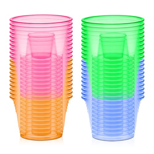 GOMETY 120 STK Bomb Shotglas aus Kunststoff, 100ml Jäger bomb Schnapsgläser mit Schnapsglas-Einsatz, Bomb Shot Becher, Transparente Kunststoffbecher, Einweg-Schnapsgläser für alle Veranstaltungen von GOMETY