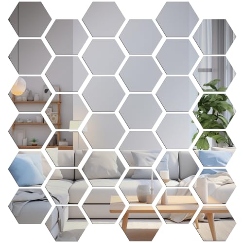 GOMETY 36 Stück Sechseckiger Spiegel Wandaufkleber, HD Acryl Wandspiegel Klebespiegel, Wandaufkleber Nicht Glas Mirror, Selbstklebend Sechseckiger Klebe Mirror für Zimmer TV Hintergrund GOMETY 36 Stück Sechseckiger Spiegel Wandaufkleber, HD Acryl Wandspiegel Klebespiegel, Wandaufkleber Nicht Glas Mirror, Selbstklebend Sechseckiger Klebe Mirror für Zimmer TV Hintergrund von GOMETY