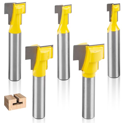GOMETY T-Nutfräser 5-tlg 8mm Schaft Holzfräser Set, Fräser Werkzeug Set für Oberfräse (8/10/13.5/18/20mm) GOMETY T-Nutfräser 5-tlg 8mm Schaft Holzfräser Set, Fräser Werkzeug Set für Oberfräse (8/10/13.5/18/20mm) von GOMETY