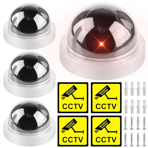 GOMETY 6 Stück Dummy Kamera mit Rot Blinkender LED, Täuschend echte Fake Security Camera, CCTV Dummy Überwachungskamera Attrappe Kamera, Fake Dome Camera für Zuhause und Büro Überwachung (Weiß) (6) von GOMETY