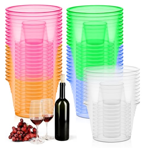 GOMETY Bomb Shotglas: 100 Stück Transparente Kunststoffbecher, Schnapsgläser für Jägerbomb, Einweg-Schnapsbecher für jede Veranstaltung (6 Farben zufällig) von GOMETY