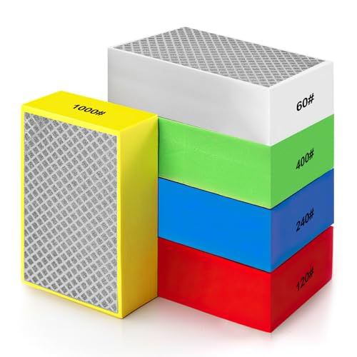GOMETY Diamant-Handpolierpads, 5 Stück Diamant-Schleifblock-Set, Diamant-Polierpad Block Schleifblock, Glas-Schleifpads zum Schleifen von Beton Granit, Marmor, Keramik 60#, 120#, 240#, 400#,1000# GOMETY Diamant-Handpolierpads, 5 Stück Diamant-Schleifblock-Set, Diamant-Polierpad Block Schleifblock, Glas-Schleifpads zum Schleifen von Beton Granit, Marmor, Keramik 60#, 120#, 240#, 400#,1000# von GOMETY