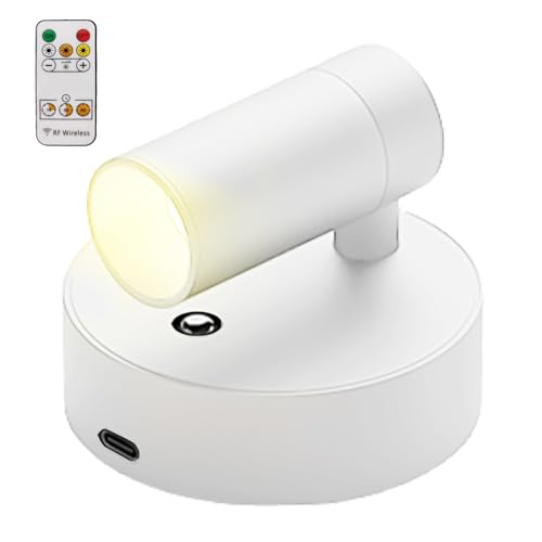 GOMETY LED Spots mit Fernbedienung, Wandleuchte USB Aufladbar 3 Farbtemperaturen Dimmbar Wandlampe, LED Kabellos Bilderleuchten mit Timing Funktion Spotlight für Kunst Pflanzen Portraits von GOMETY