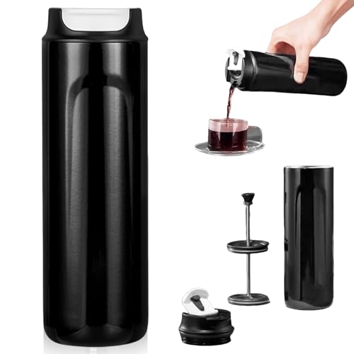 GOMETY Mini French Coffee Press To Go, 450ml French Press Thermo aus Edelstahl Doppelwandig Isoliert Kaffeebereiter Tragbare für unterwegs Camping Kaffeemaschine Reise Französische Kaffeepresse GOMETY Mini French Coffee Press To Go, 450ml French Press Thermo aus Edelstahl Doppelwandig Isoliert Kaffeebereiter Tragbare für unterwegs Camping Kaffeemaschine Reise Französische Kaffeepresse von GOMETY