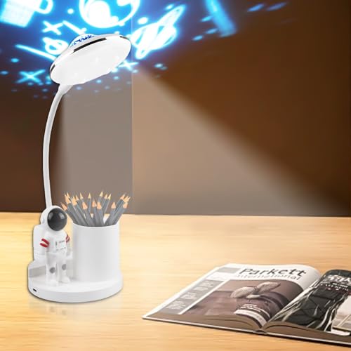 GOMETY Schreibtischlampe Kinder, LED Nachttischlampe Dimmbar Helligkeitsstufen, Wiederaufladbare Tischlampe Studienlampe Schwanenhals LED-Leselampe mit mit Stifthalter Stern Projektion für Kinder GOMETY Schreibtischlampe Kinder, LED Nachttischlampe Dimmbar Helligkeitsstufen, Wiederaufladbare Tischlampe Studienlampe Schwanenhals LED-Leselampe mit mit Stifthalter Stern Projektion für Kinder von GOMETY