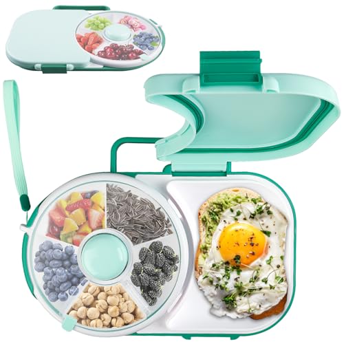 Snack Spinner mit Box Set, Multifunktionale Drehen Kinder Snackbox mit Deckel, 5 Fächern Tragbarem Snackbehälter, Runde Snack Melonenkerne Organizer BPA-frei für Outdoor Familien Party (Grün) Snack Spinner mit Box Set, Multifunktionale Drehen Kinder Snackbox mit Deckel, 5 Fächern Tragbarem Snackbehälter, Runde Snack Melonenkerne Organizer BPA-frei für Outdoor Familien Party (Grün) von GOMETY
