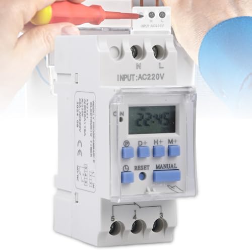 GOMETY WöChentliche Digitale Zeitschaltuhr, 220V AC 25A Programmierbarer LCD-Digital-Timer, Zeitschaltuhr Hutschiene mit 18 Schaltprogramme, Schaltuhr mit Countdown Funktion zum Einbau in Schalttafeln von GOMETY