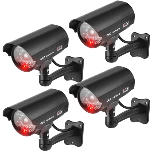 Kamera Atrappe Außen, Fake Sicherheitskamera mit Rot Blinkender LED, Überwachungskamera Attrappe Außen Fake Kamera CCTV Dummy Kamera Sicherheits für den Innen und Außenbereich (Schwarz) von GOMETY