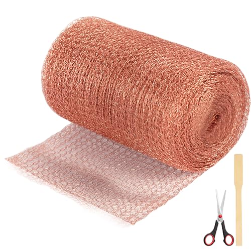 Kupfernetz Gegen Schnecken, 100% Reines Kupfernetz Kupfergitterrolle Schneckenzaun Kupfernet mit Schere & Holzspatel für Garten Schneckenabwehr Hochbeet, Mäuse Abwehr (6m) von GOMETY