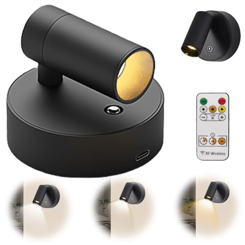 LED Spots Akku mit Fernbedienung, Wandleuchte 3 Farbtemperaturen Dimmbar USB Aufladbar Wandlampe , Kabellos Bilderleuchten LED mit Timing Funktion Spotlight für Kunst Pflanzen Portraits Spotlight von GOMETY