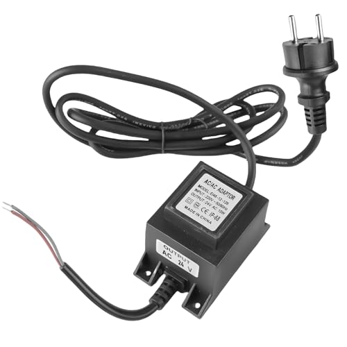 LED Trafo 24V Netzteil AC/AC 15W, IP68 Außen Steckernetzteil Transformator, Unterwasserlicht Transformator Isolierte mit Stecker, LED Driver Außen für Beleuchtung und Teichpumpen(Schwarz) von GOMETY