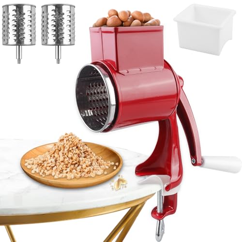 Manuelle Nussmühle mit 2 abnehmbaren Trommelblättern, Edelstahl Schnelles Schneiden Gemüsehobel, Manuelle Erdnussmühle mit Kurbel Nussmühle ideal als Nussreibe Mandelmühle Kartoffelreibe Manuelle Nussmühle mit 2 abnehmbaren Trommelblättern, Edelstahl Schnelles Schneiden Gemüsehobel, Manuelle Erdnussmühle mit Kurbel Nussmühle ideal als Nussreibe Mandelmühle Kartoffelreibe von GOMETY