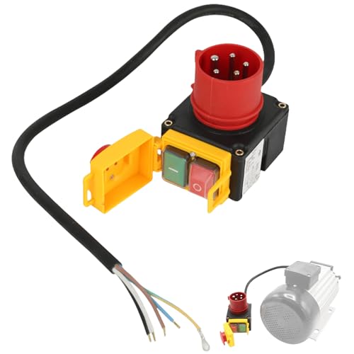 Maschinenschalter Notausschalter 400V 3 Phasen mit Wiederanlaufschutz und 80cm Kabel Sicherheitsschalter Nullspannungsschalter Notaus Not Aus Schalter, Baugleich KEDU KOA7 400V von GOMETY