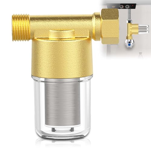 Pipeline Wasserfilter, 1/2 Zoll Wassersystem-Vorfilter mit 40μm 304 Edelstahl Filterelement, Inline-Maschensieb Wasserpumpe Filter, Wasserleitungsfilter für Badezimmer und Küchen (Messing) Pipeline Wasserfilter, 1/2 Zoll Wassersystem-Vorfilter mit 40μm 304 Edelstahl Filterelement, Inline-Maschensieb Wasserpumpe Filter, Wasserleitungsfilter für Badezimmer und Küchen (Messing) von GOMETY