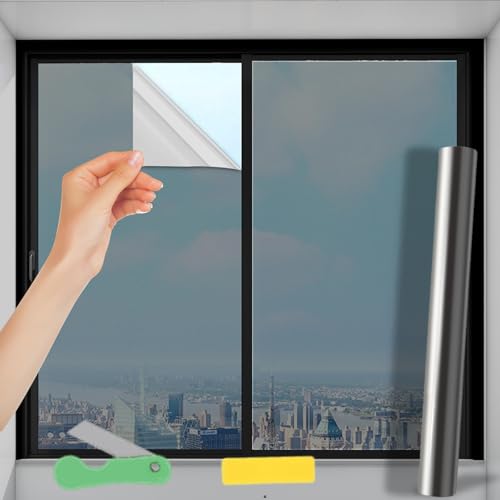 GOMETY Spiegelfolie Fensterfolie: 1 Stück PET-Material Sonnenschutzfolie, UV-Schutz, Hitzeschutz, für Wohnräume (45CM*500CM) von GOMETY